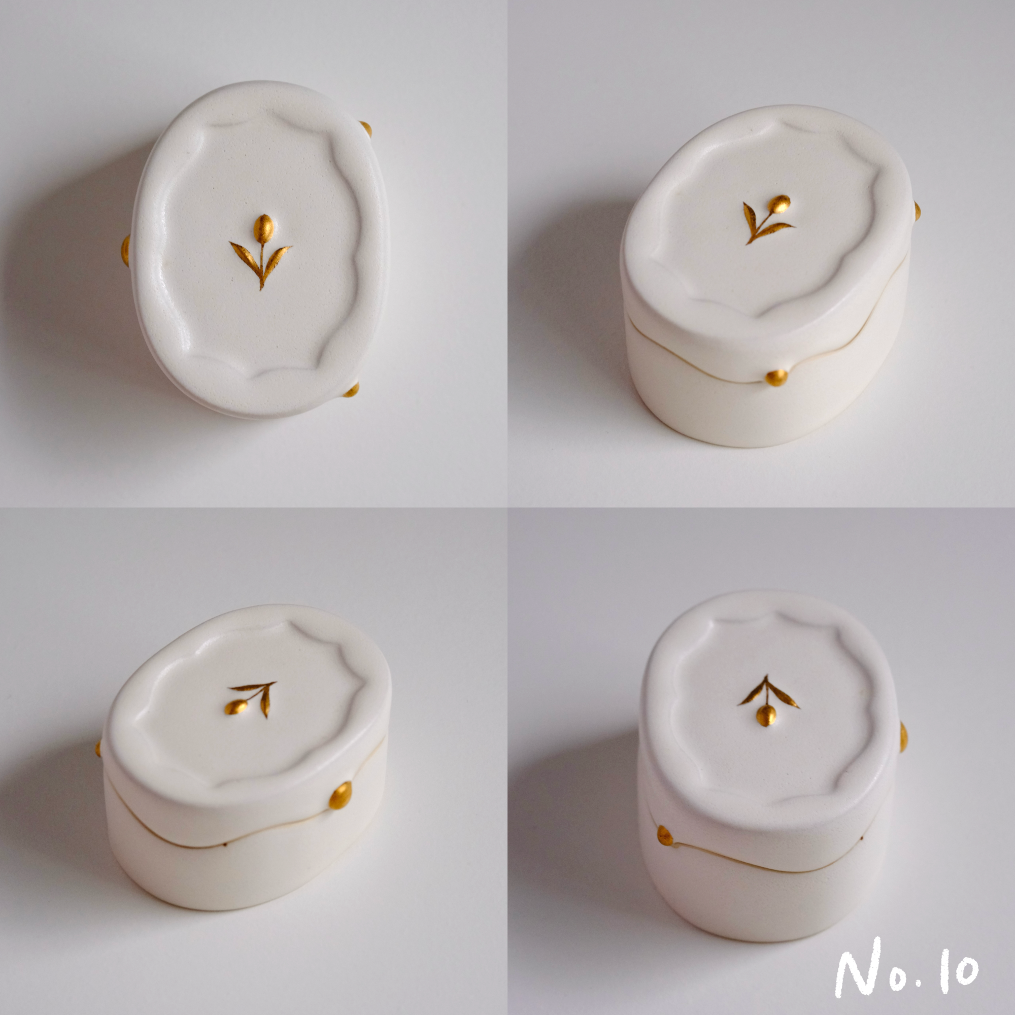 Tulip Snow Melt White Porcelain Gold Dot Covered Box