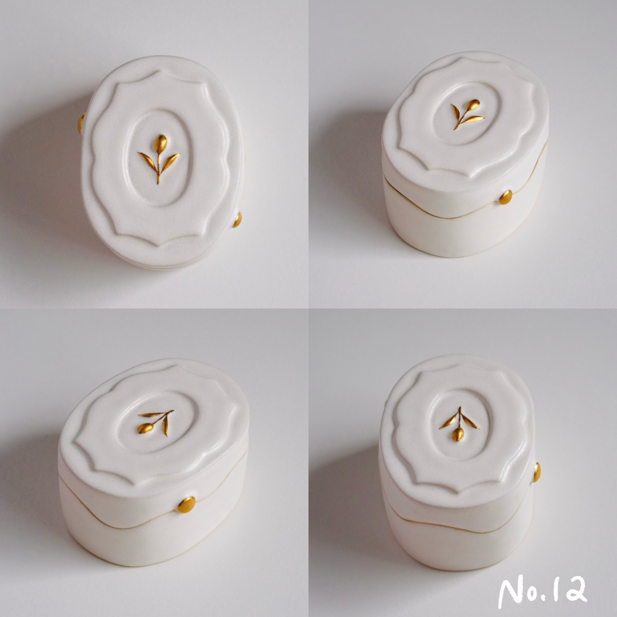 鬱金香雪融白瓷金點蓋盒