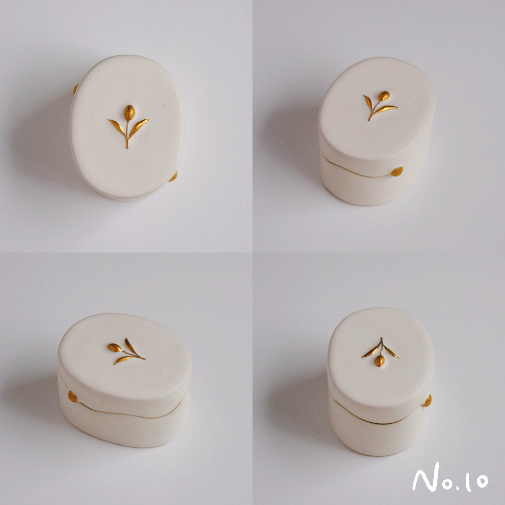 Tulip Snow Melt White Porcelain Gold Dot Covered Box