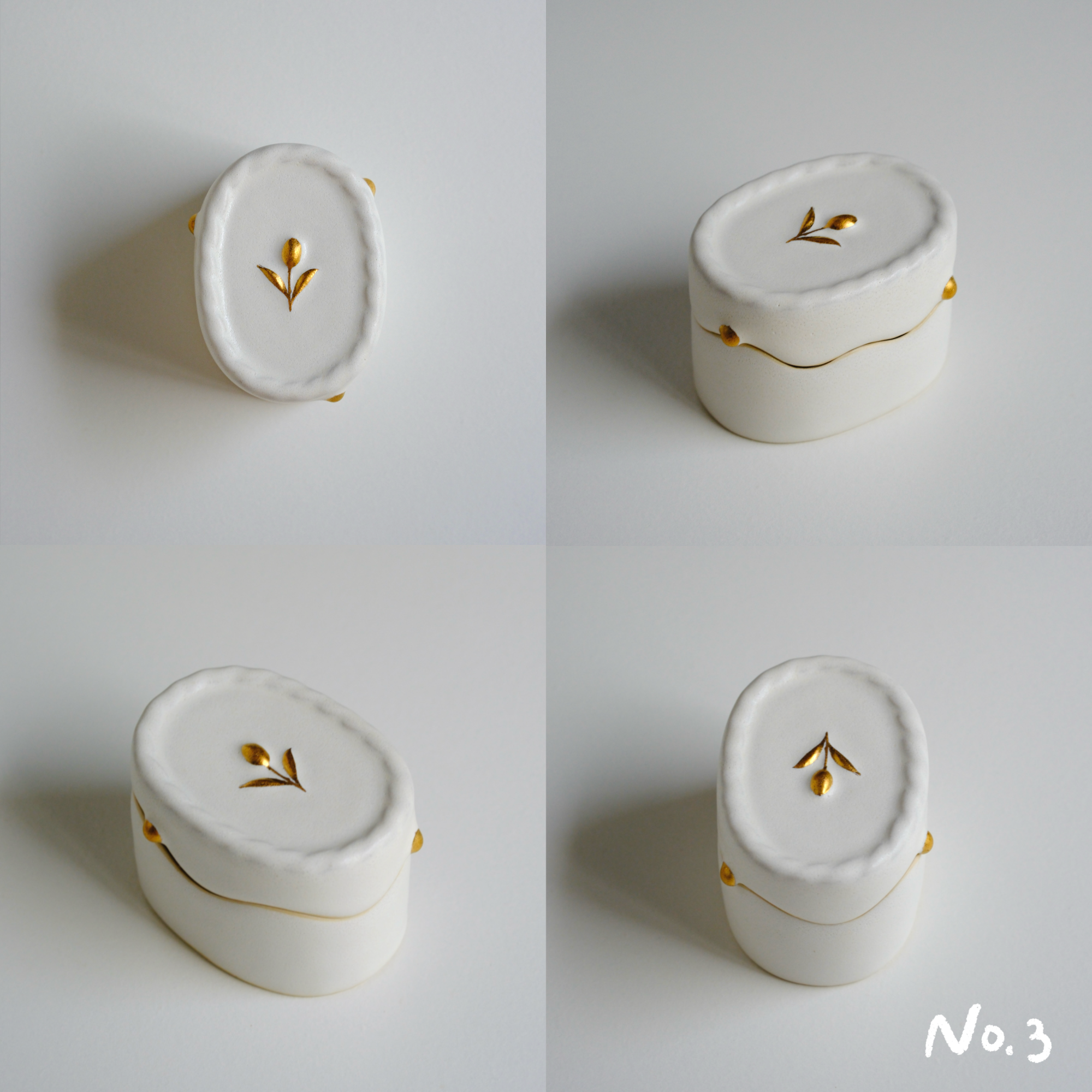 Tulip Snow Melt White Porcelain Gold Dot Covered Box