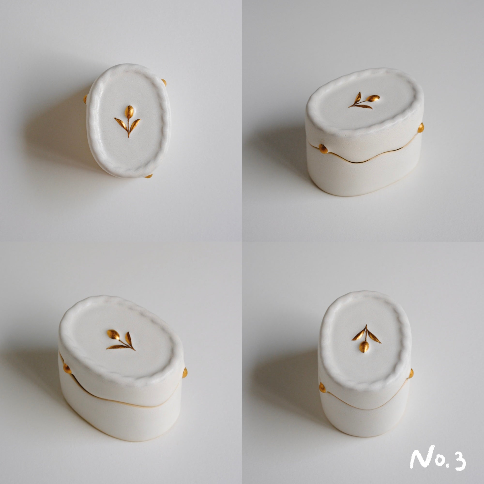 Tulip Snow Melt White Porcelain Gold Dot Covered Box
