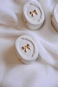 Bow-Knot Snowmelt White Porcelain Gold-Dotted Covered Box
