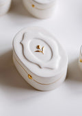 Tulip Snow Melt White Porcelain Gold Dot Covered Box