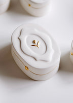 Tulip Snow Melt White Porcelain Gold Dot Covered Box