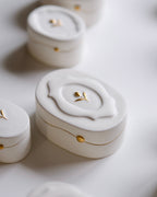 Tulip Snow Melt White Porcelain Gold Dot Covered Box