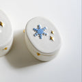 Winter Snowflake Snow Melt White Porcelain Gold Dot Covered Box