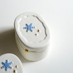 冬季雪花雪融白瓷金點蓋盒