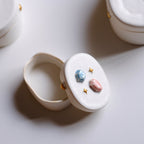 Jewel Melting White Porcelain with Gold Dot Lid Box