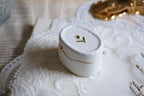 Tulip Snow Melt White Porcelain Gold Dot Covered Box